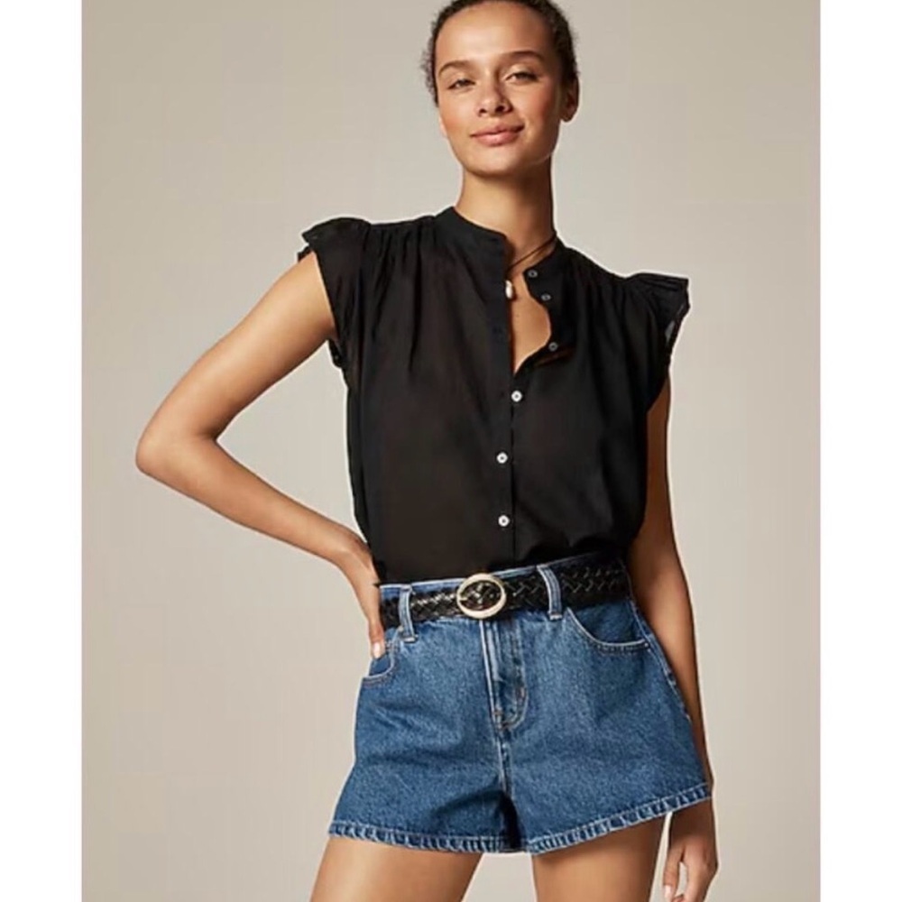 J Crew Flutter Sleeve Button Top XXS NWTBlouse Shirt CK036 J.Crew Voile SEE PICS